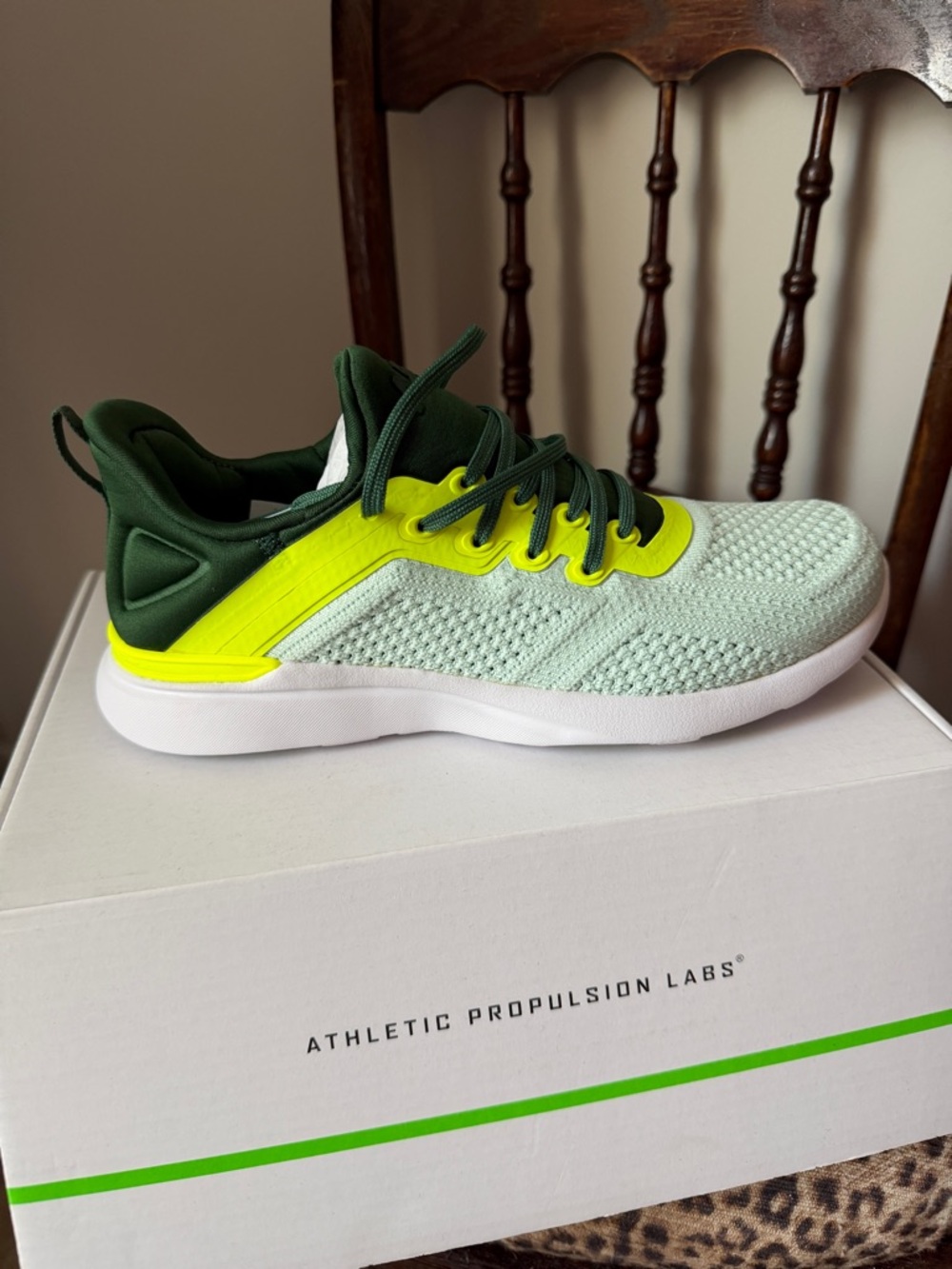 Athletic Propulsion Labs Knit Sneaker in Mint, Neon Yellow & Forest Green